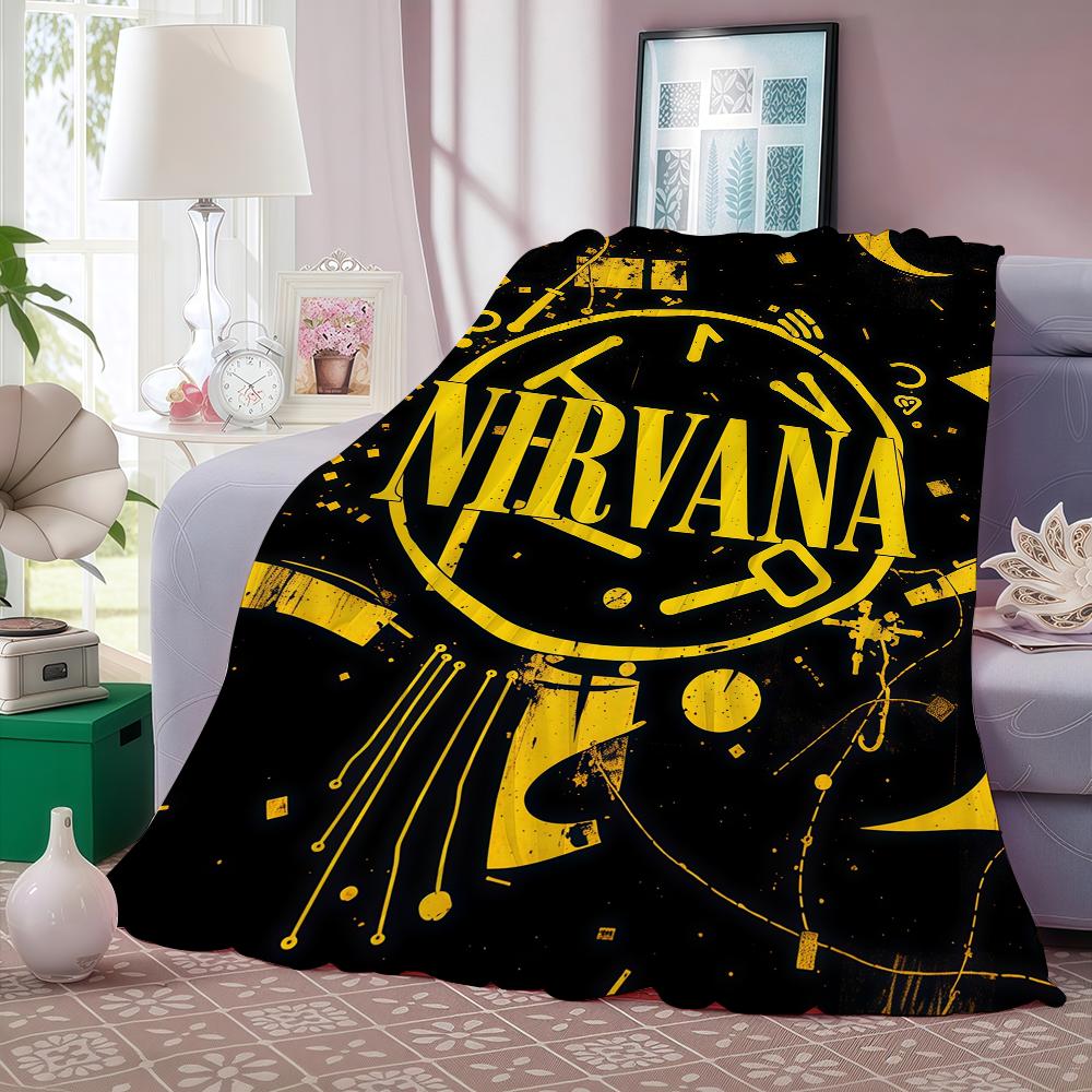Horká Rocková Kapela N-Nirvana Deku Teplá A Měkká Vhodná Do Ložnice Obývacího Pokojí Rozkládací Postel Kanceláře Cestování Kempování