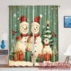 2pcs,Curtains Cute Snowman Christmas Holiday_c Popular Curtain Cloth Yarn Curtains Home Decor Perfect for Semi-Transparent