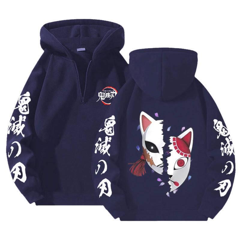 Unisex Bluza z Kapturem Anime Zapinana na Zamek Luźny Krój Długi Rękaw Bluza Jesienna Codzienna