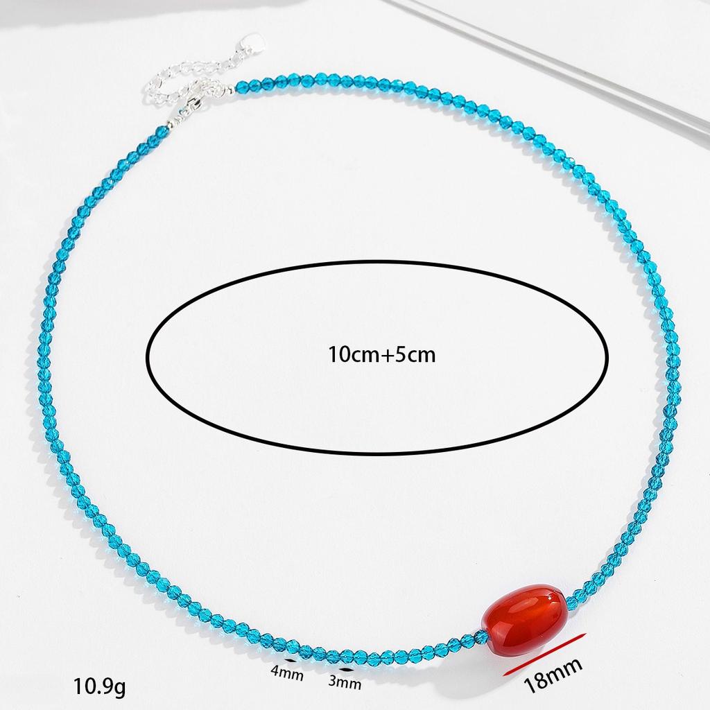 Natural red agate necklace, Xiaomi bead collarbone chain, Bohemian bead necklace, jewelry, double-layer layered necklace