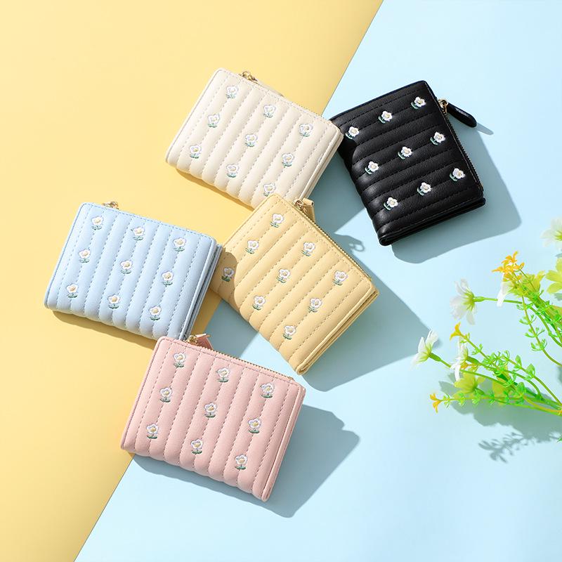 Women's Floral Zipper Card Holder & Coin Purse – Short and Simple Design for Summer