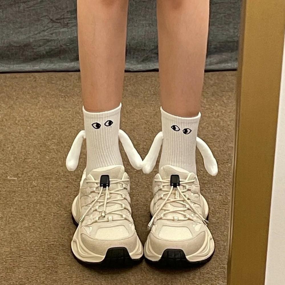 

Thin Cotton Couple Socks Summer Magnetic Attraction Cute Holding Hands Mid Calf Socks D