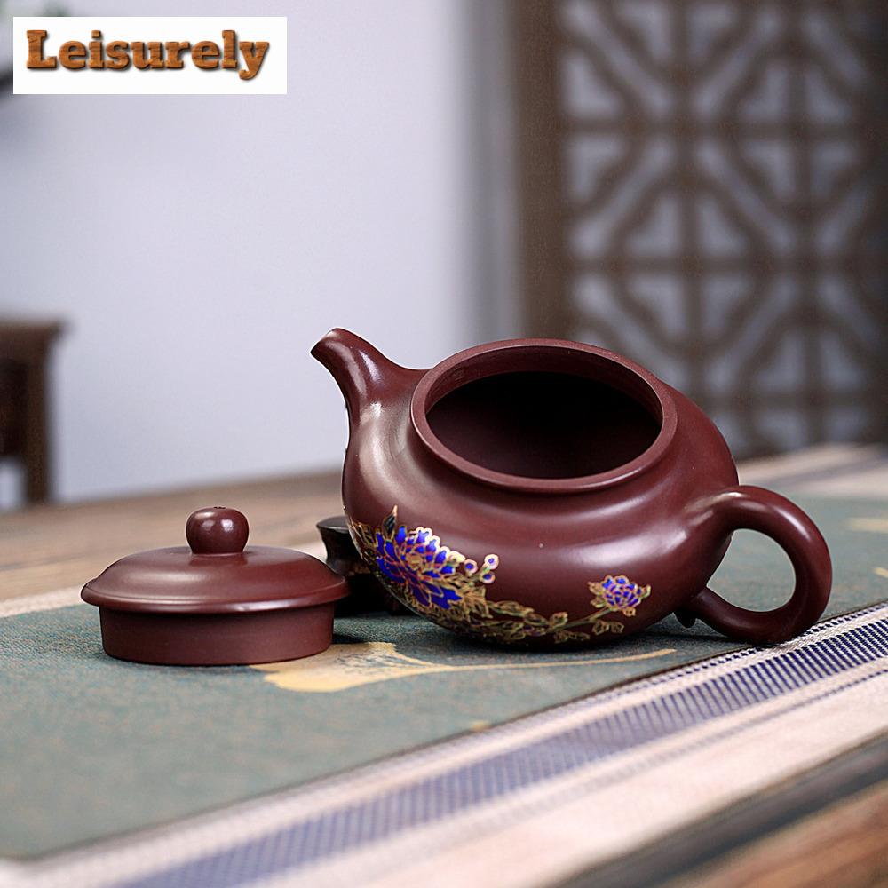 260ml High-end Yixing Purple Clay Peony Teapots Kettle Famous Handmade Small Capacity Tea Pot Chinese Raw Ore Zisha Tea Set Gift