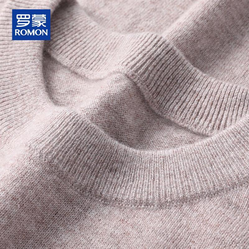 ROMON Men's 100% Cashmere Thick Crew Neck Sweater