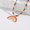 Fashion Rainbow Pendant Necklace Choker Neck Chain Elegant Clavicle Chain Handmade Beaded Necklace Statement Jewelry