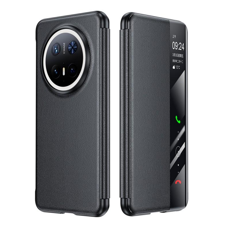 Ultra-Thin Genuine Leather Flip Case Mate 70 Pro With Smart View Window Shockproof Protection