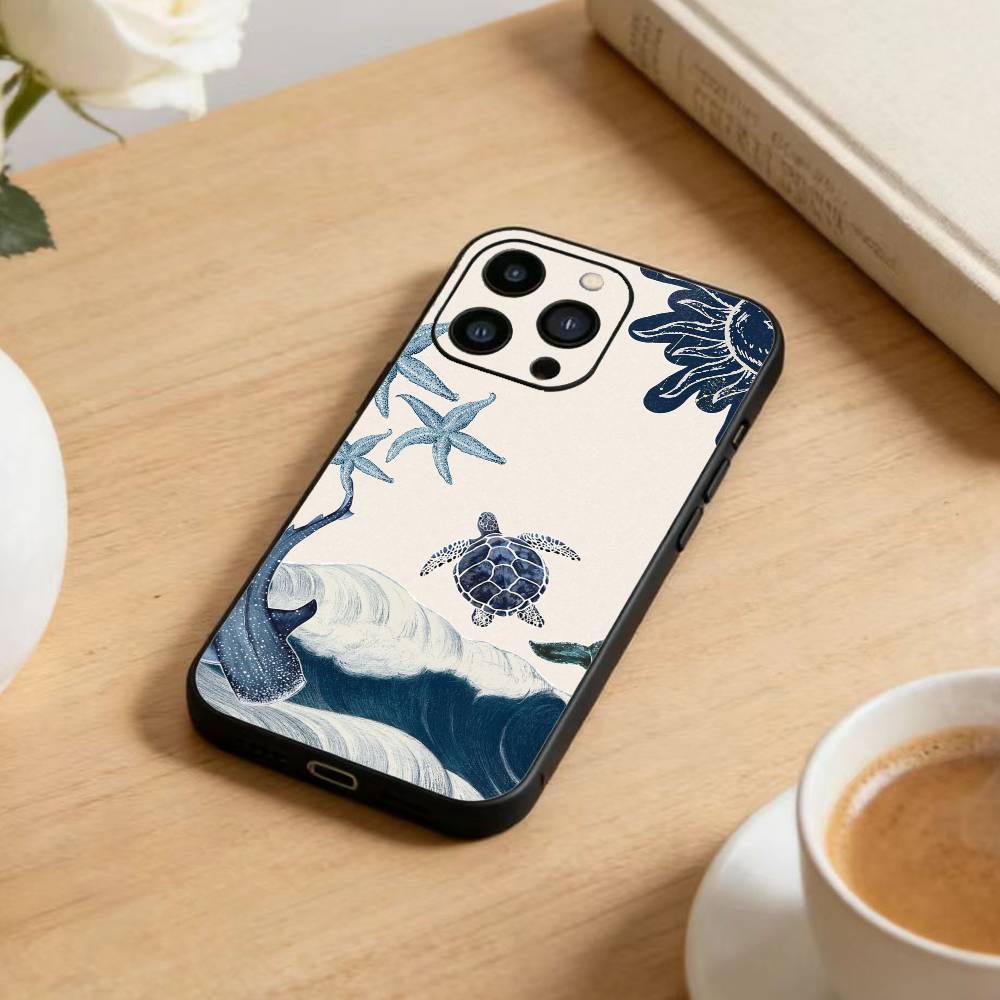 

Colorful Marine Organism Phone Case For iPhone 17 16 15 14 13 12 Max Plus Silicone Black Cover iPhone17PRO