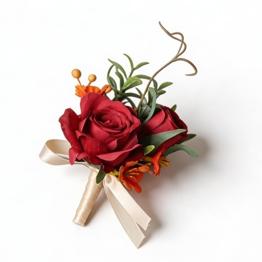 Elegant Wedding Wrist Corsage Pearl White Roses Rose Corsage Formal Events красный