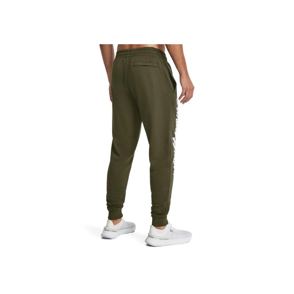 Under Armour Rival Letter Print Drawstring Fleece Jogger Pants Men Bottoms Green 1379776-390