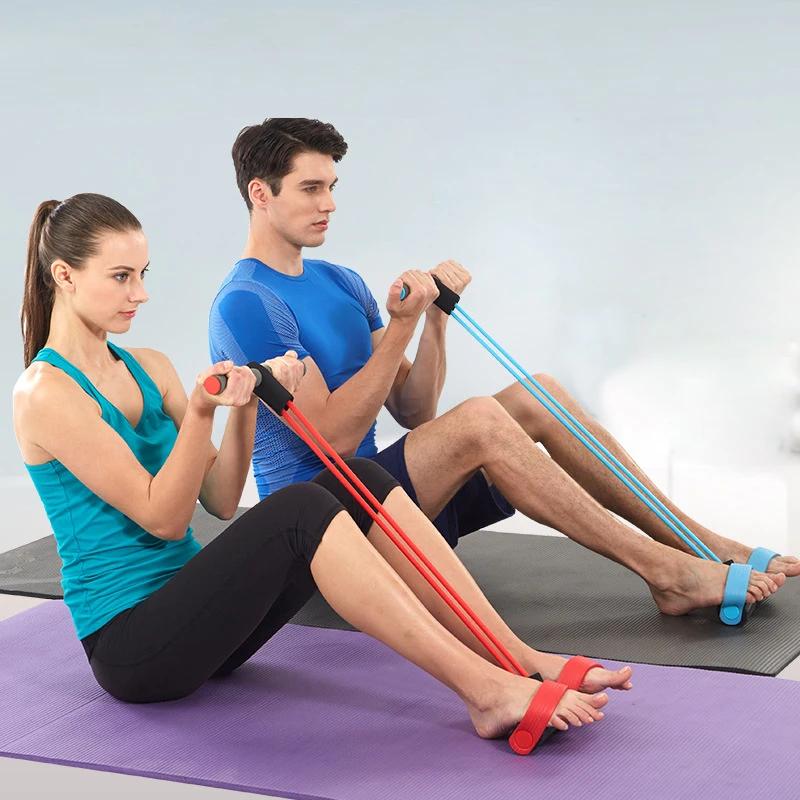 Slip-on Pull-on Sit-up AIDS Lean Belly Fitness Yoga Home Four-Tube Slip-on Pull-on Pilates Rope Multifunctional Yoga Home  Resistance Band1PCS