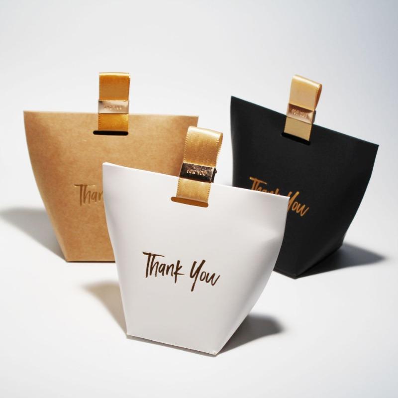5/10 pcs Thank You Candy Boxes -Black &White Minimalist Design, Ideal for Wedding,Thanksgiving-with Gold Foil Stamping Gift Box