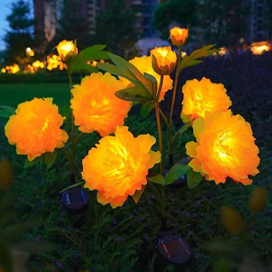 Solar powered LED simulation peony flower ground plug light outdoor courtyard garden decorative light