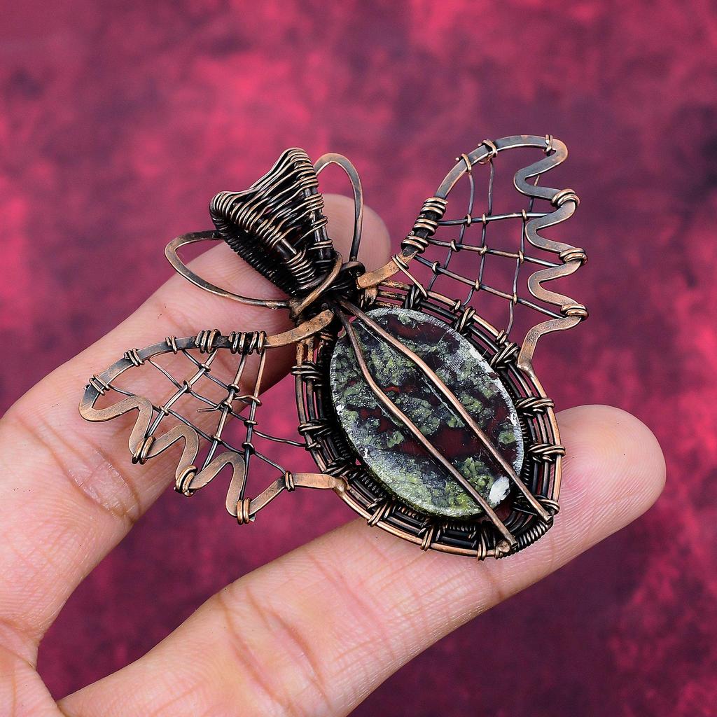 Drachenblutstein Anhänger Kupferdraht Gewickelt Schmetterling Anhänger Edelstein Schmuck