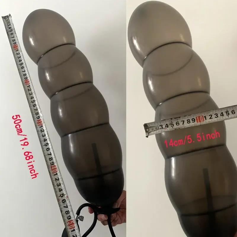 Super Long 5 Beads Inflatable Anal Plug Silicone Column Expandable Big Butt Plug Dildo Pump Ass Dilator Bdsm Sex Toy for Couples