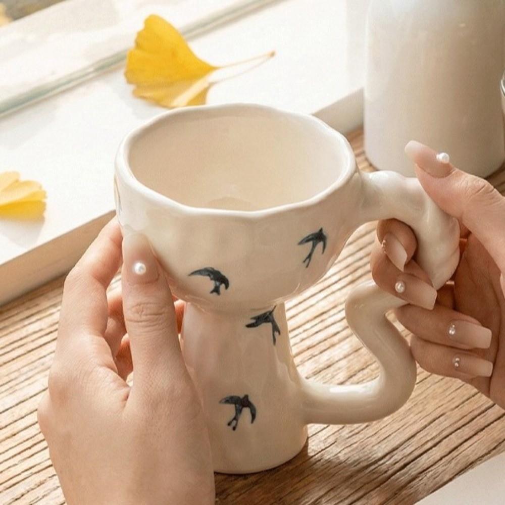 Irregular Design Handmade Mug Hand-Painted Dessert Cup Creative Art Goblet  Cafe