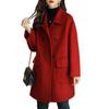 Coffee Colored Women's Woolen Coat - 2026 Autumn/Winter Korean Style, Thickened Mid-Length Slimming Overcoat