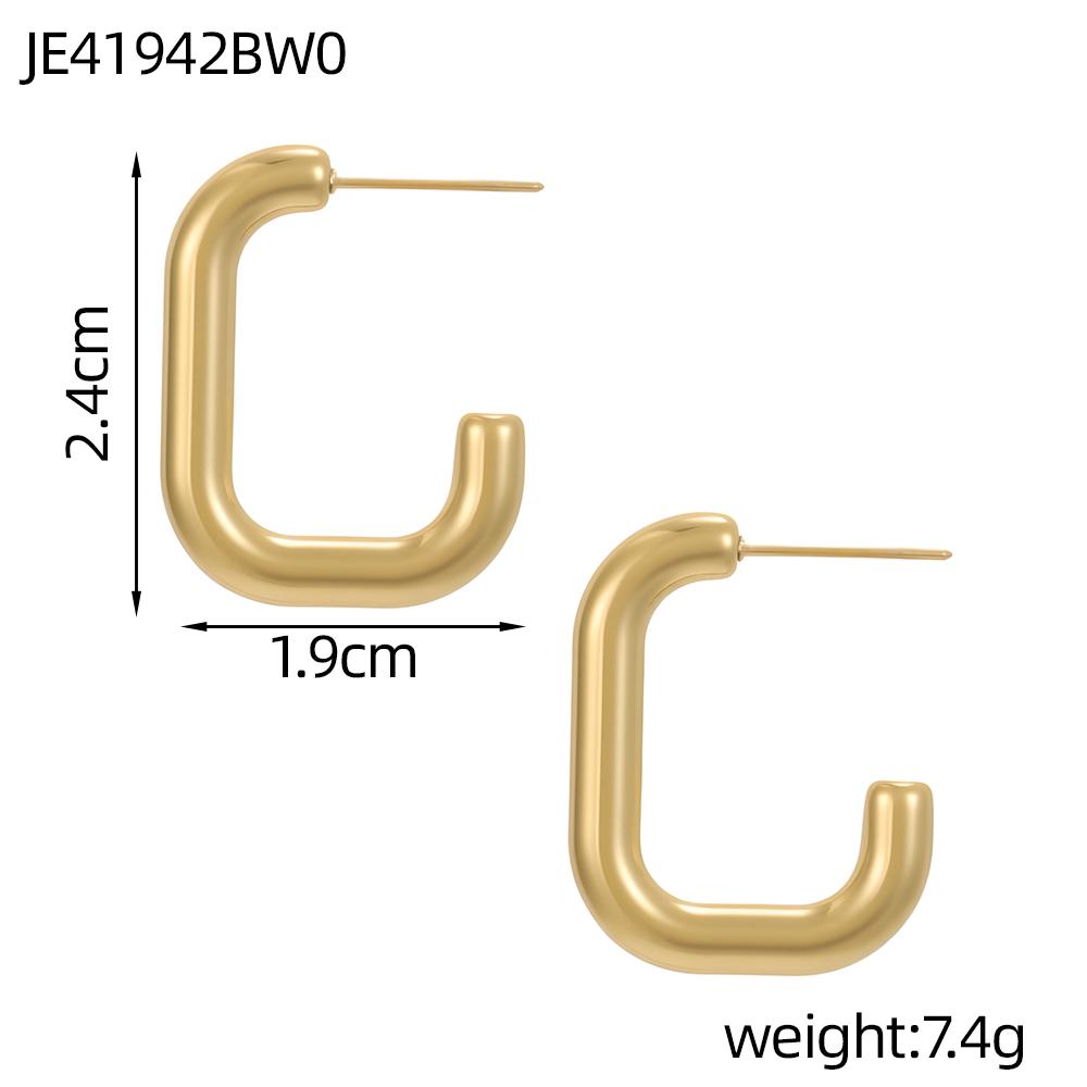 CARLIDANA Hypoallergenic Waterproof Minimalist Jewelry Stainless Steel Gold Plated Trendy U Shape Geometric Huggie Earrings