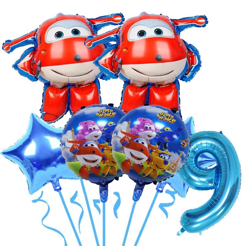 Fly Wings Foil Balloons Air Globlos Happy birthday Party Decoration Party Supplies Kids Favor Cartoon Movie Character Number Kit
