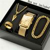 4pcs/set Fashion Men's Quartz Watch & Necklace Bracelet Set -Men's Necklaces Ring, Men's Bracelets Business Watch | Elegant Watch for Men