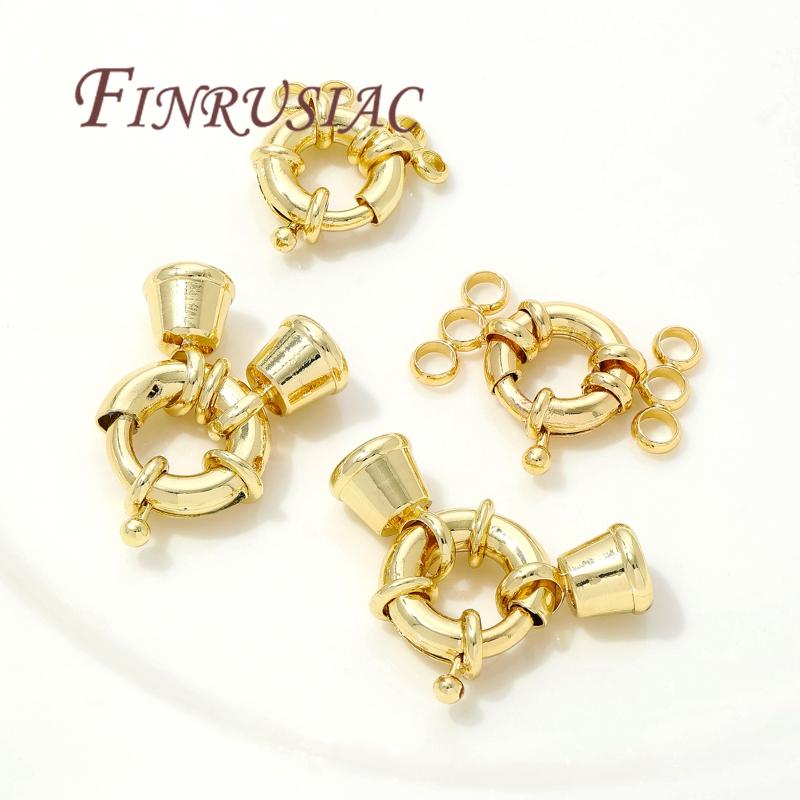 18K Gold Plated Sailor Clasps,Round Spring Clasps For Jewelry,Connector For Bracelets Accessories,DIY Jewelry Making Supplies