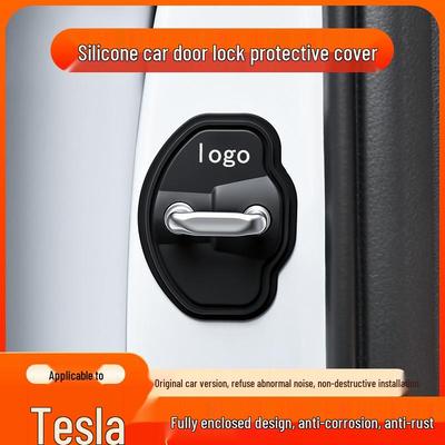 Tesla Door Lock Shock Absorbing Pad for Model 3/Y/S/X - Refreshed Car Door Lock Buckle Cover