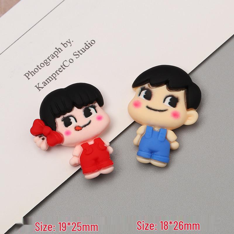 Cute Cartoon Couple Resin Accessories: DIY Phone Case, Keychain, Crocs Charms Female