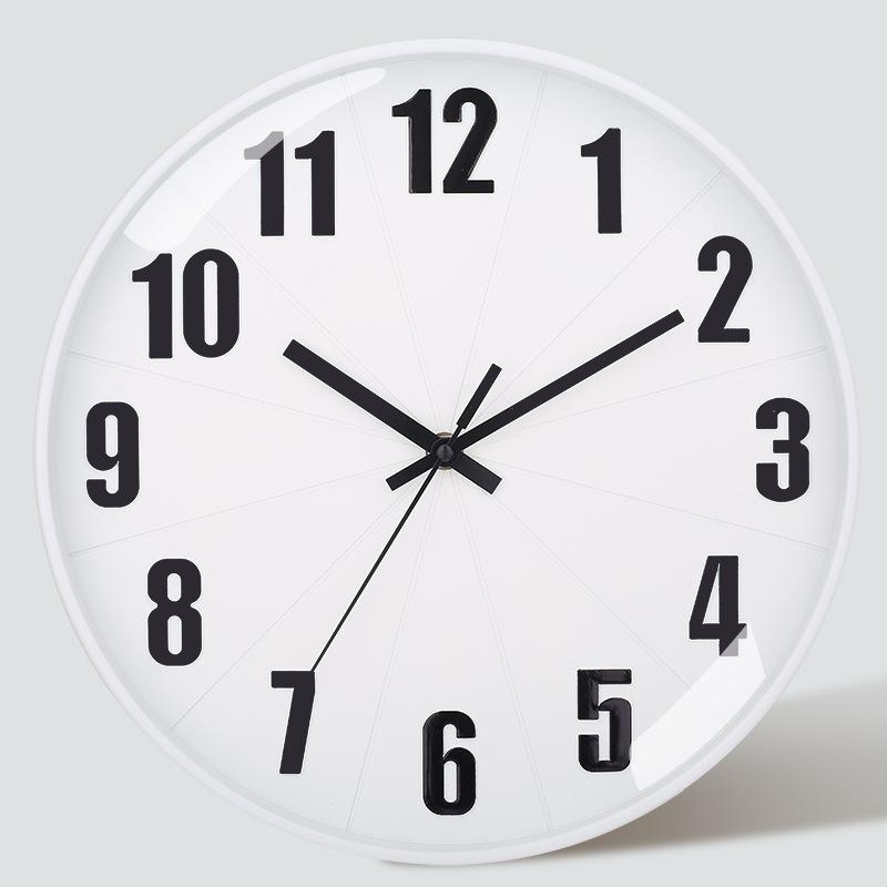 12 Inch 30CM Silent Wall Clock, Creative and Fashionable, Three-dimensional Digital Minimalist Clock for Home Living Room