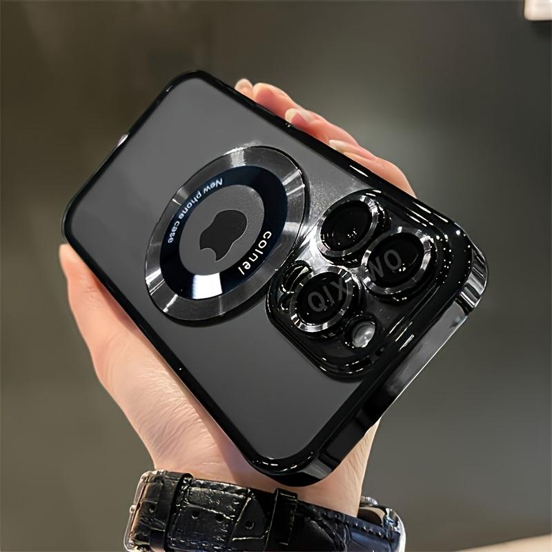 

Luxury Clear TPU for iPhone Phone Case with Lens Protector and Shockproof Transparent Magnetic Cover IPhone 16 Pro Max фіолетовий