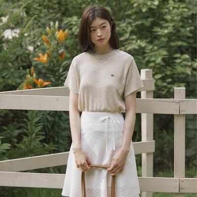 ADAUL Coloring Point Half Knit - Beige