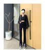 Women's High-Waisted Black Micro-Flare Jeans - Spring 2025 Slimming Versatile Straight Leg Pants