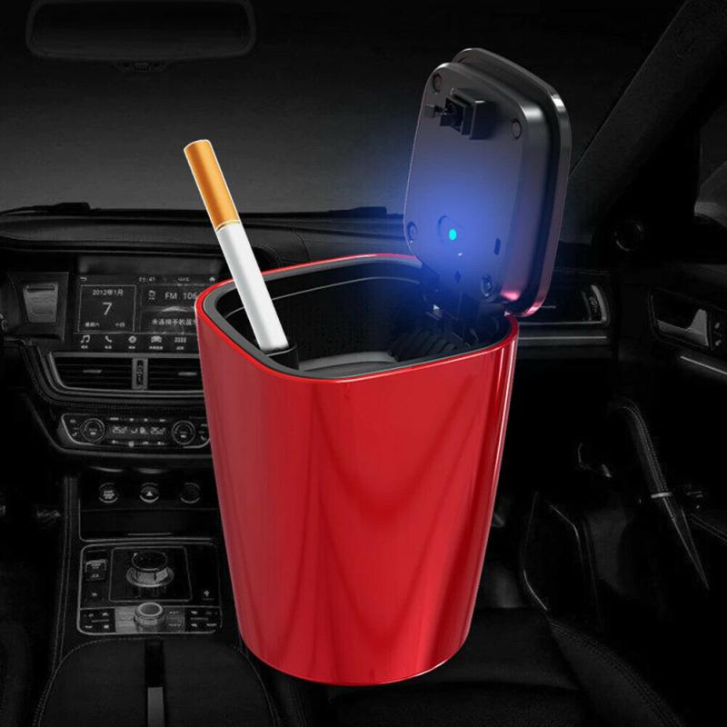 Portable Car Ashtray Double Inner Box With Led Lighting Trash Car Interior Supplies