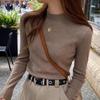 Fashion Casual Semi-turtleneck Knitted Sweater Women's Autumn and Winter Bottoming Shirt New Elegant Casual Simple Slim Fit Solid Long Sleeved Top