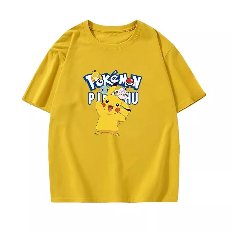 Potdemiel Summer New Pikachu Print Childrens Cotton TShirt Boys and Girls Comfortable and Breathable Childrens TShirt