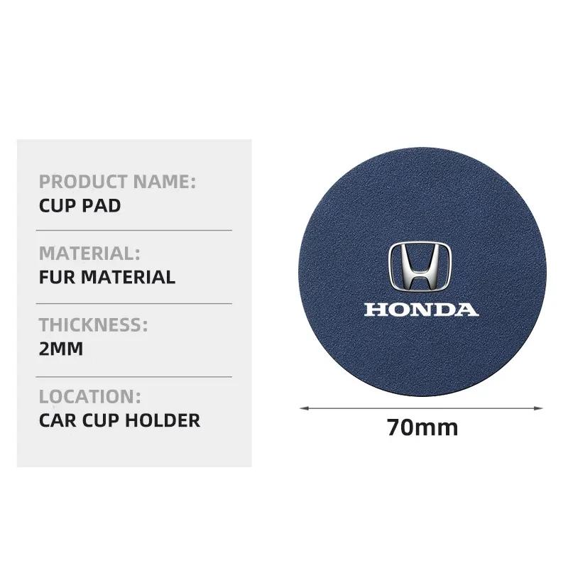 2pcs Car Coaster Water Cup Holder Anti-Slip Pad Suede Accessories for Honda Civic 10th 11th Gen Hrv Jazz City Fit Accord Crv