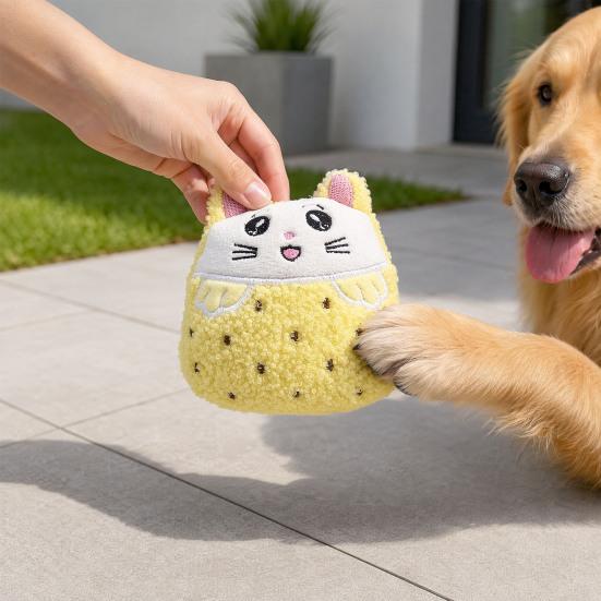 Plush Dog Toy Squeaky Sound Stuffed Puppy Toy Cartoon Fruit Shape 1 Pc