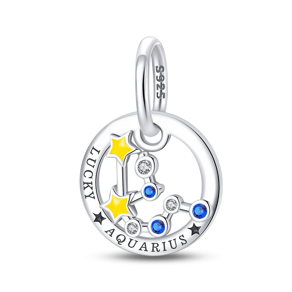 S925 Sterling Silver 12 Constellation Pendant Virgo Gemini DIY Jewelry Accessories