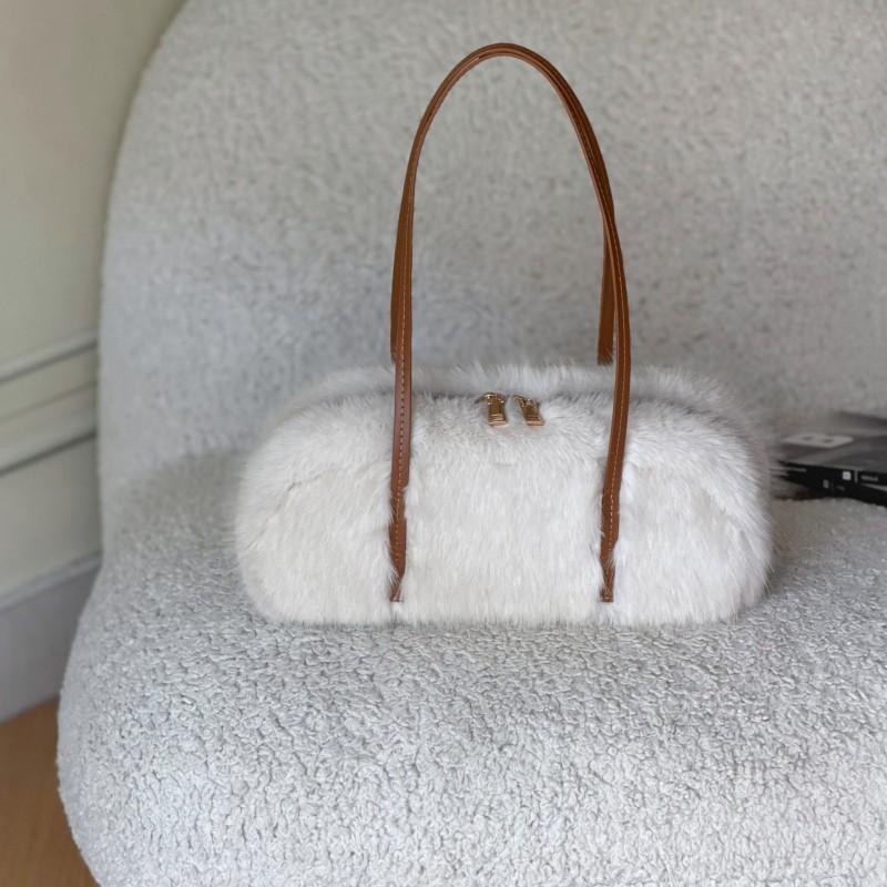Womens Faux Fur Underarm Bag Handbag Shoulder Minimalist Commuter Fall