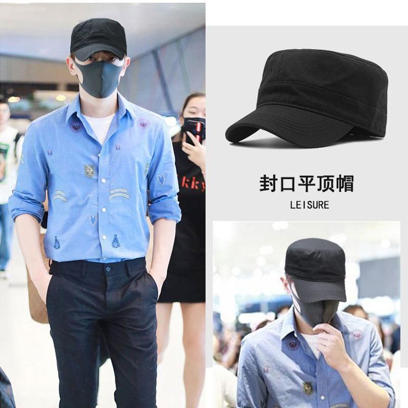 Fully sealed flat top hat men's hat rear closed hat men's spring and autumn cotton cloth