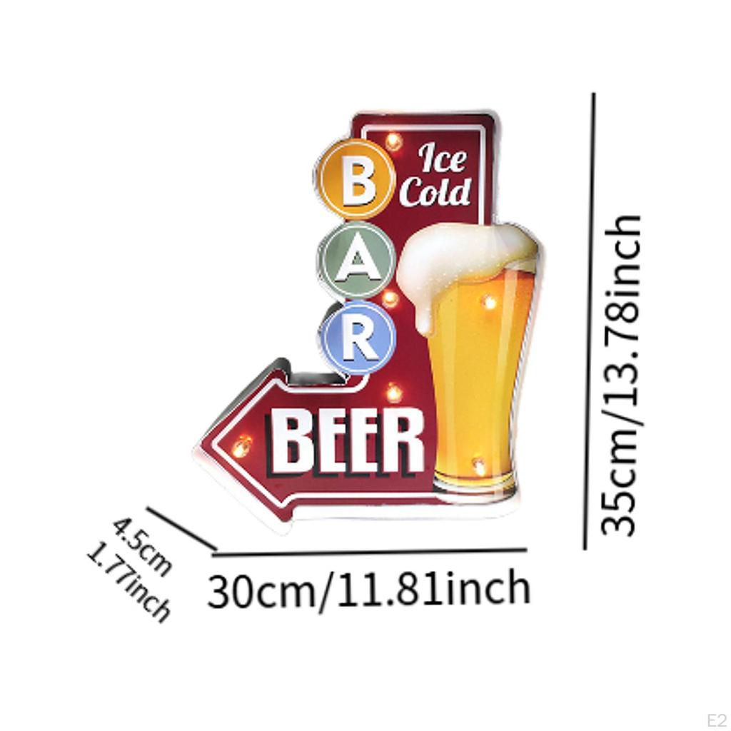 Bar Light up Sign Plaque Easy Setup,Living Room with Arrows Wall Art Metal Ornament