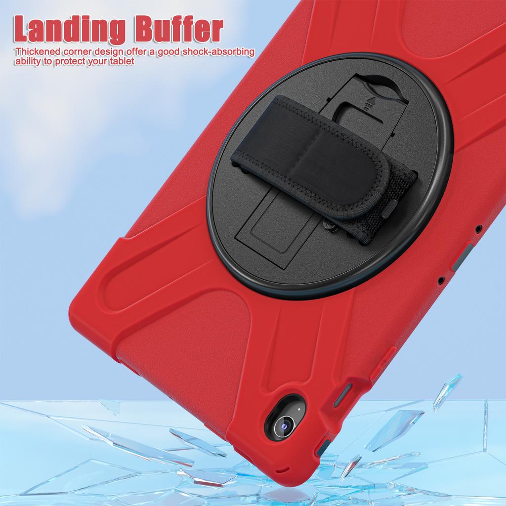 For Samsung Galaxy Tab S10 FE+ SM-X620/ SM-X626B Case Rotary Kickstand PC+Silicone Hand Strap Tablet Cover