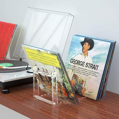 Priehľadný stojan na vinylové platne na stolné ukladanie albumov Akrylový vinylový stojan na platňu s 50 LP platňami