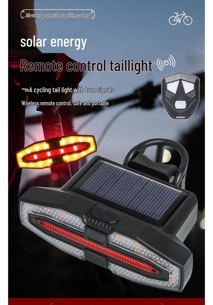 Solar-Powered Remote Bicycle Turn Signals & Horn - Waterproof Night Riding Taillight