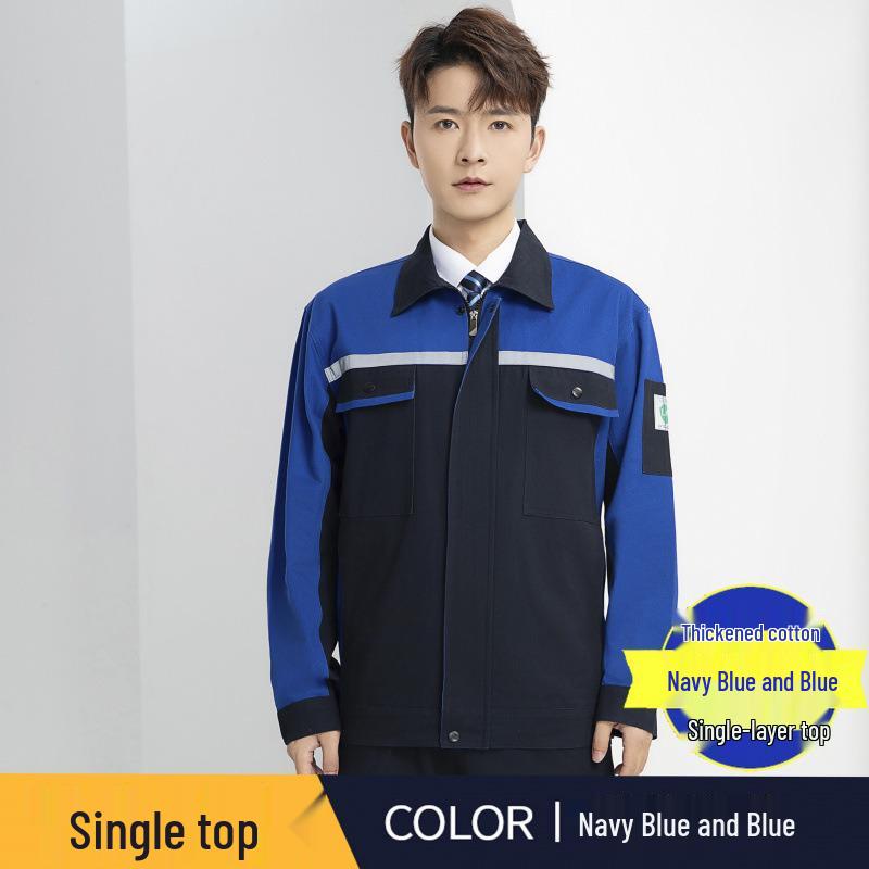 Men's Heavy-Duty Cotton Workwear Set - Long Sleeve, Wear-Resistant, Ideal for Auto Repair and Workshop Use