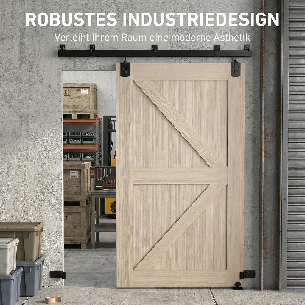 Heavy-duty sliding door hardware set 183 cm Black for single doors