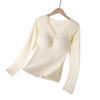 Women Thickened Fleece Thermal Underwear Set With Built In Chest Pad Slim Long Sleeve Top And Long Pants