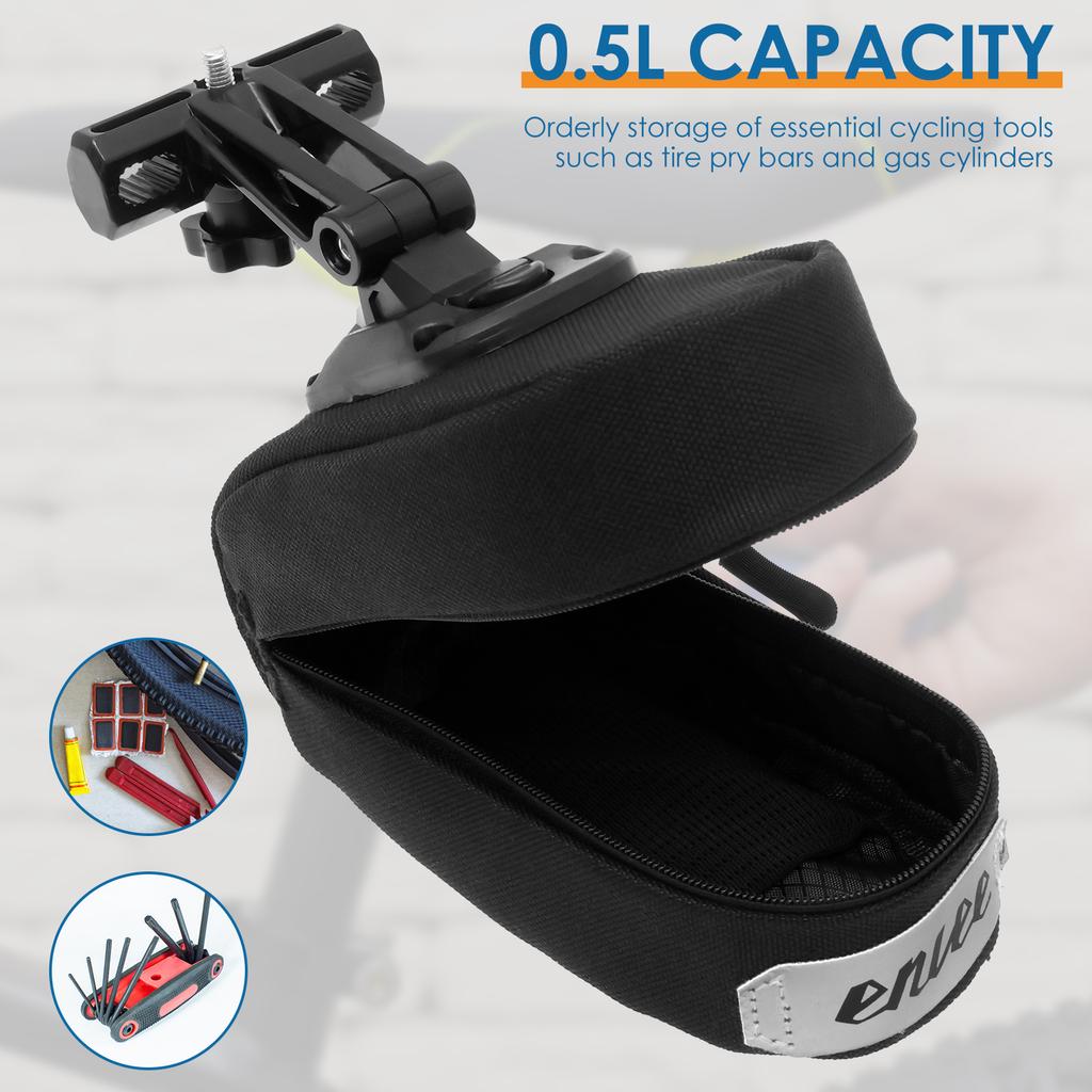 0.5L Bicycle Saddlebag Waterproof Under Bike Saddle Bag with Reflective Strip Universal Cycling Seat Pack Bag Bicycle Accessory