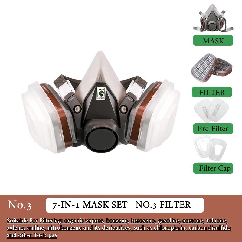 

7-в-1 6200 противогазовый респиратор на половину лица, пылезащитная маска, двойной фильтрующий картридж для дома, сделай сам, распыление, покраска, полировка, безопасность труда