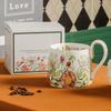 Hand Painted Flowers Large Capacity Mug Ceramic Cup Coffee Cup Water Cup Breakfast Cup Original Design White Porcelain