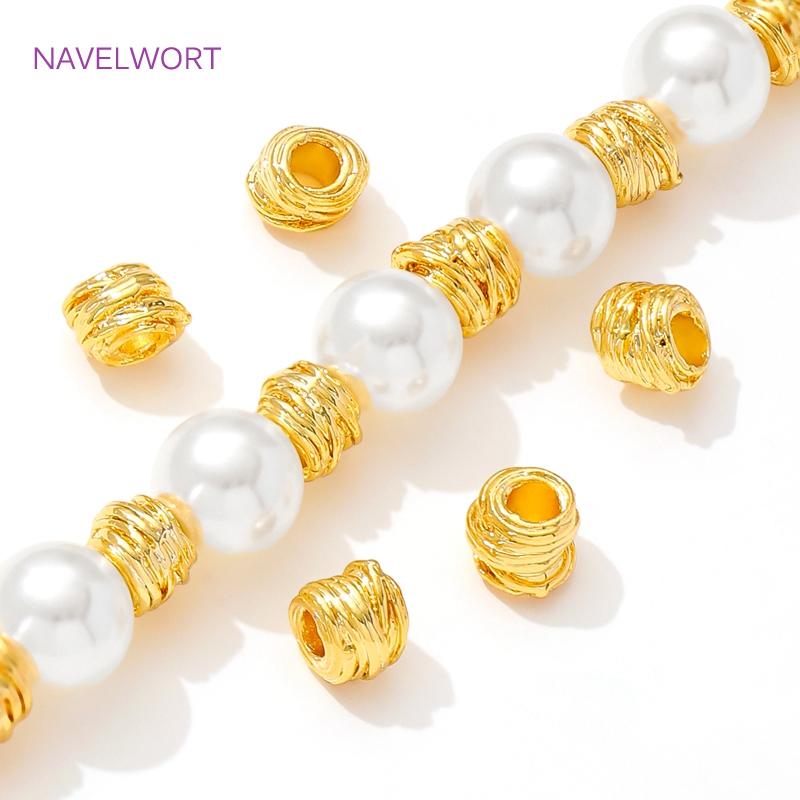 5mm*6mm Brass Spacer Beads 18K Gold Plated Irregular Beads Separator,Necklace Beads Findings,DIY Jewelry Making Accessories