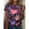 Fashion Women's Crew Neck Short Sleeve 3D Casual Color Printing Casual Short Sleeve Crew Neck T-Shirt
